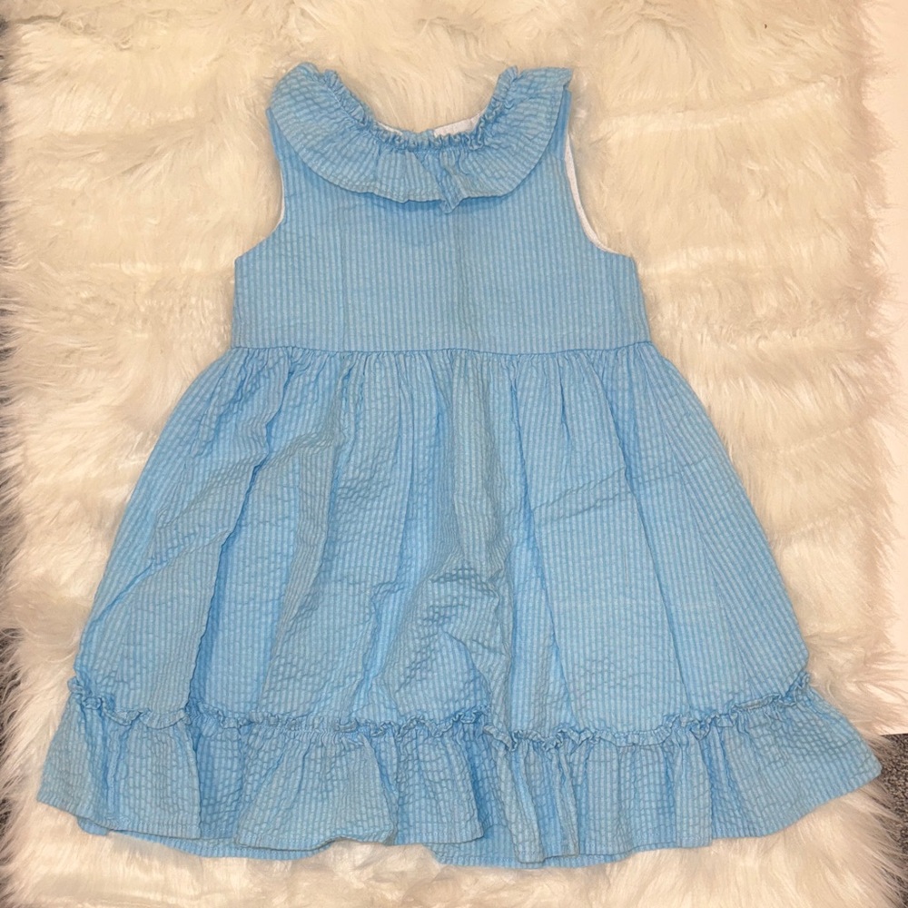 Classic Whimsy, like new, seersucker, Blue Ruffled Kids Dress